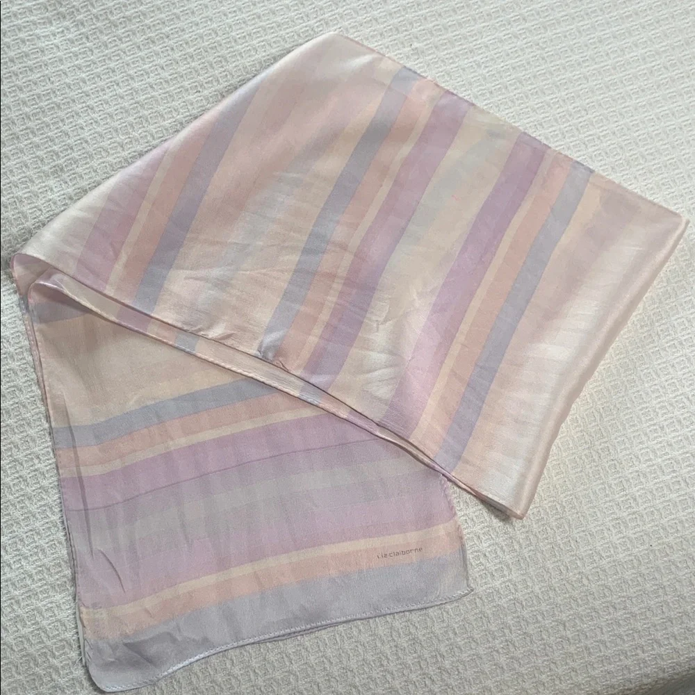 Liz Claiborne vintage silk scarf pastel stripes